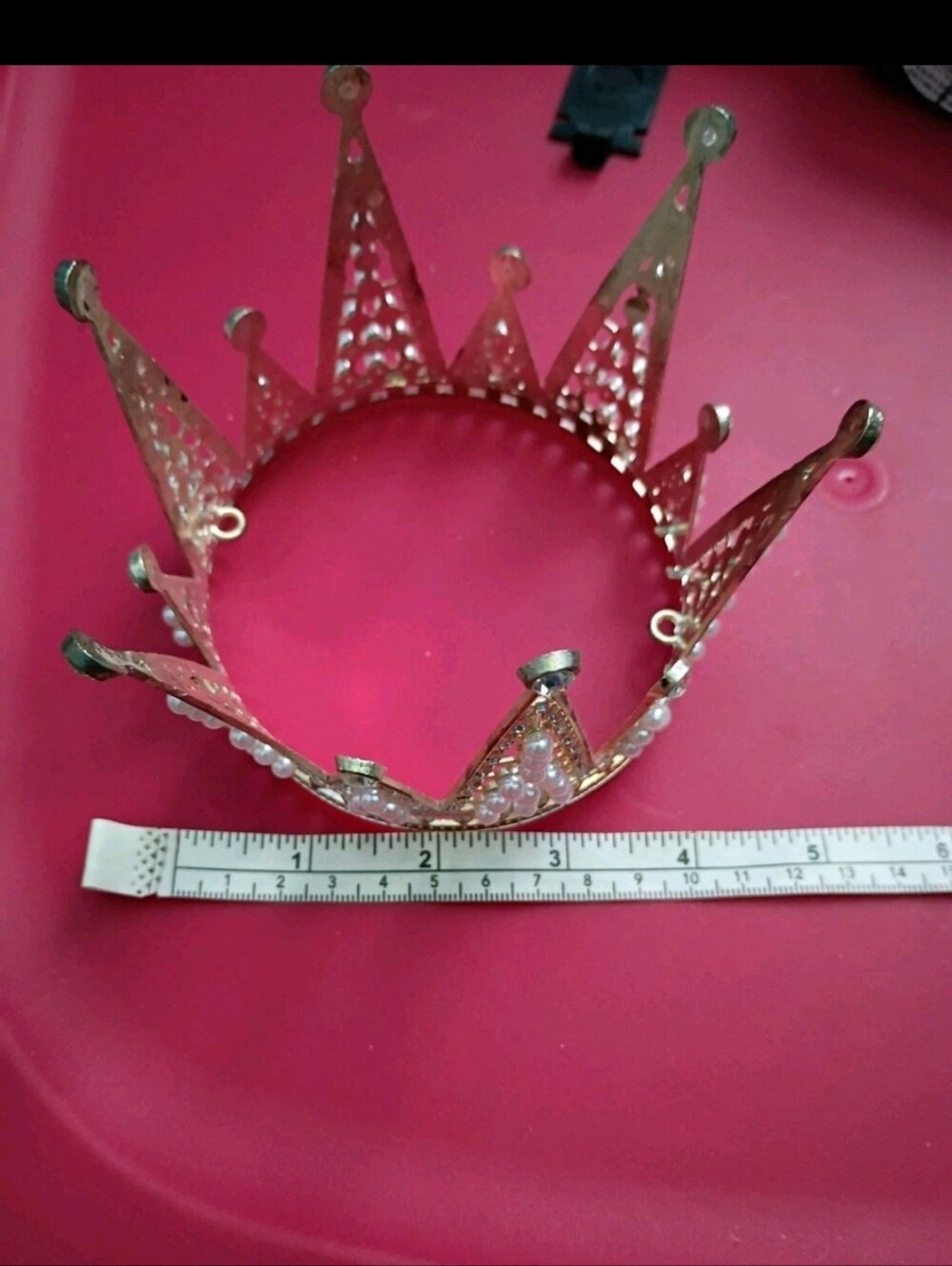 Elegant Rhinestone Pearl 4 Inch Circle Tiara Wedding Prom Womens Costume Read - Picture 5 of 5